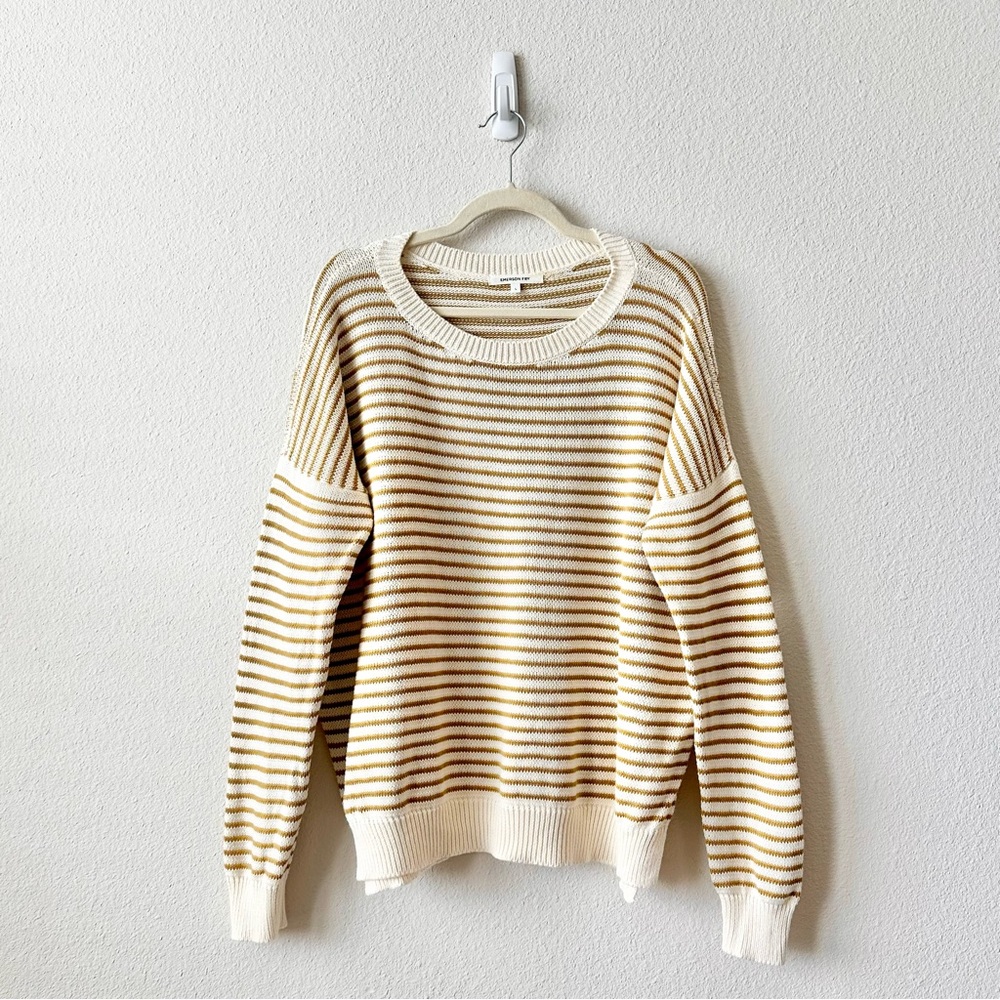 Emerson Fry Carolyn Sweater in Marigold Stripe Organic Cotton Size Large - Picture 3 of 8